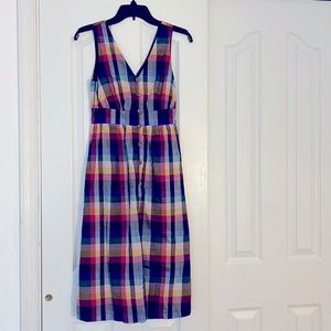NWT J. Crew mixed plaid Midi Button Up Dress - size 0P